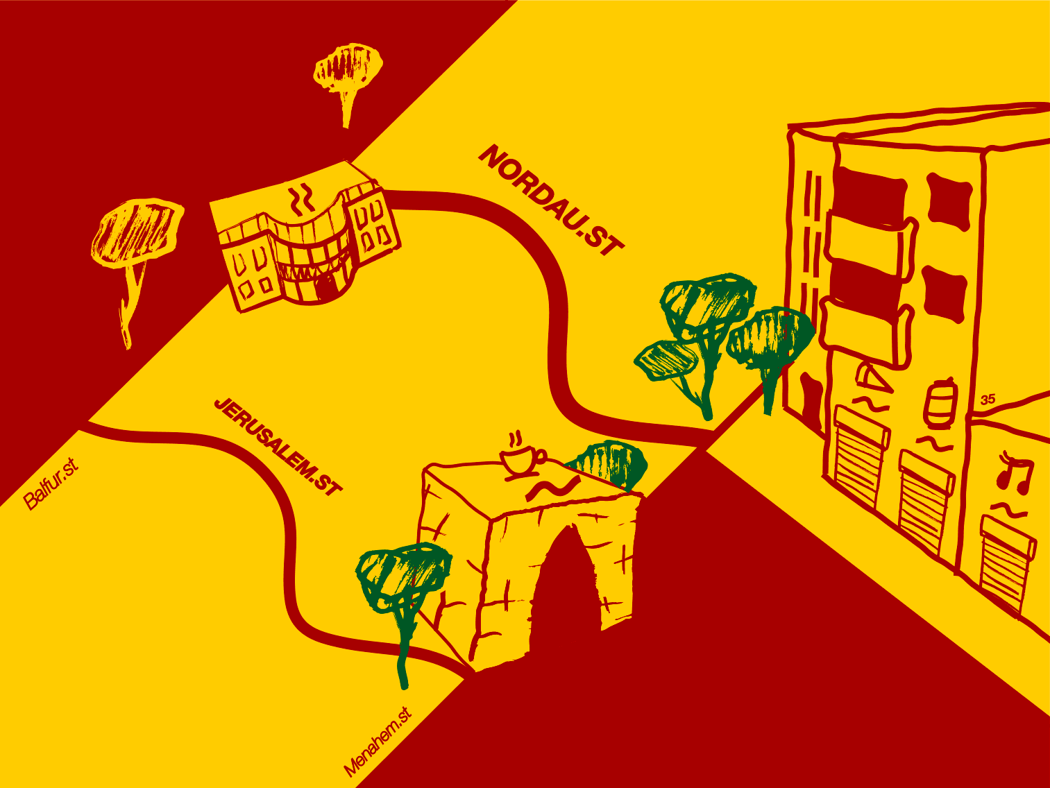 Untitled Radio — illustrated map of our block